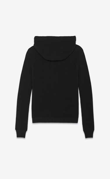 Knit hoodie with lace-up collar
